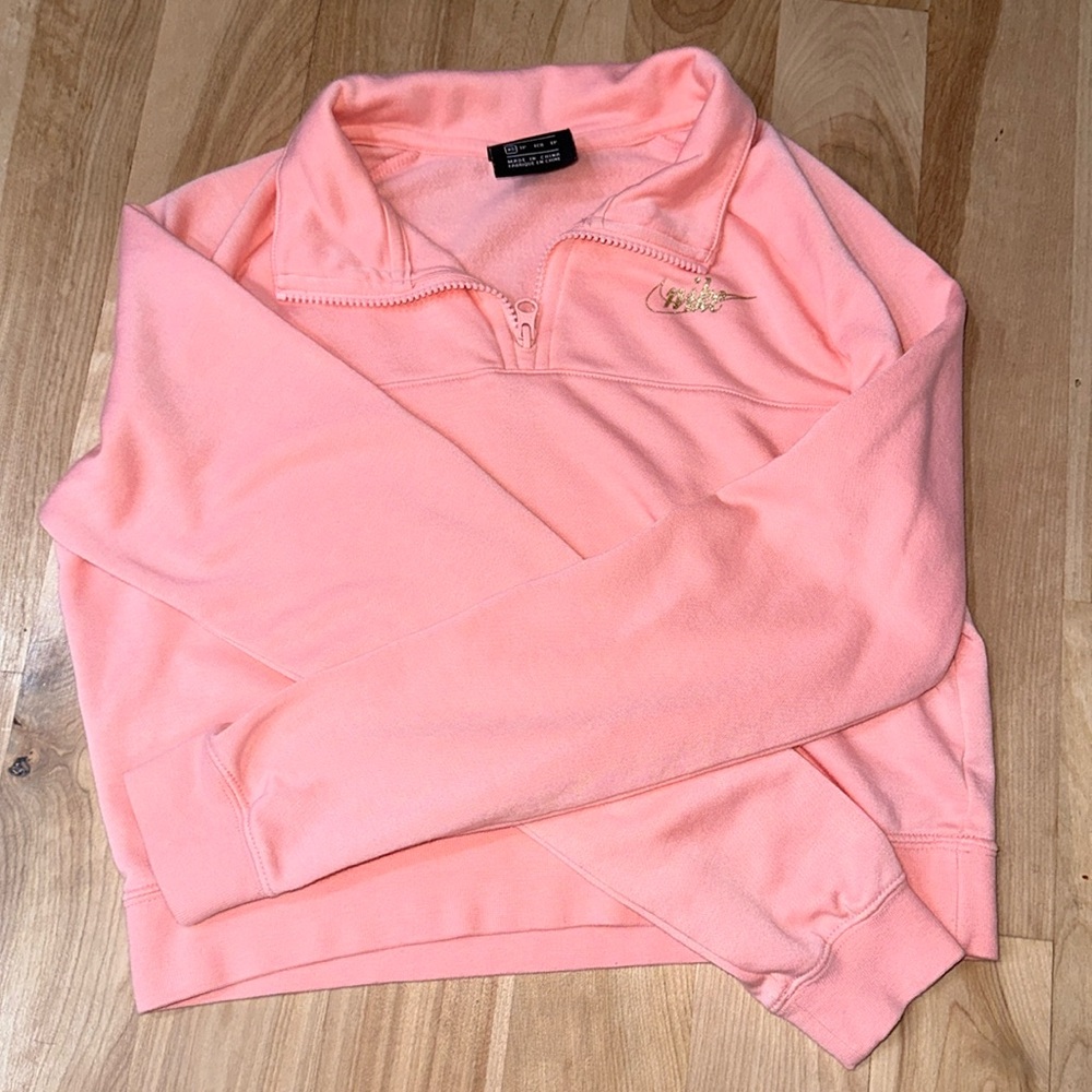 Nike 1/4 zip pink sweatshirt cropped